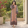 2XL/3XL Crystal Silky Digital Kaftan Printed 55"Long Jalabiya
