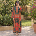 2XL/3XL Crystal Silky Digital Kaftan Printed 55"Long Jalabiya