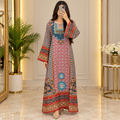 S/M Crystal Silky Digital Kaftan Printed 54"Long Jalabiya