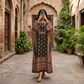 S/M Crystal Silky Digital Kaftan Printed 54"Long Jalabiya