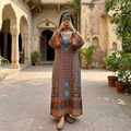 2XL/3XL Crystal Silky Digital Kaftan Printed 54"Long Jalabiya