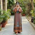 2XL/3XL Crystal Silky Digital Kaftan Printed 54"Long Jalabiya
