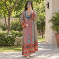S/M Silky Digital Kaftan Printed 56"Long Jalabiya