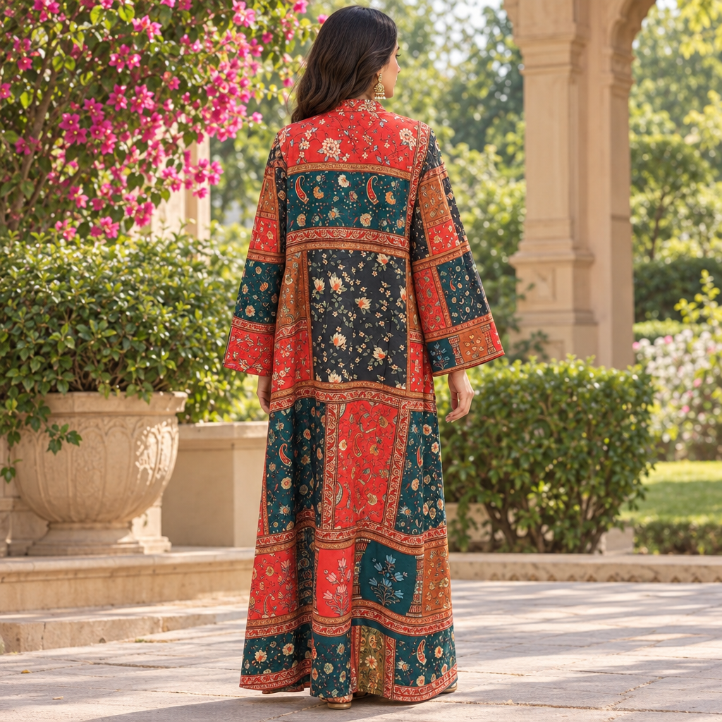 L/XL Crystal Silky Digital Kaftan Printed 55" Long Jalabiya