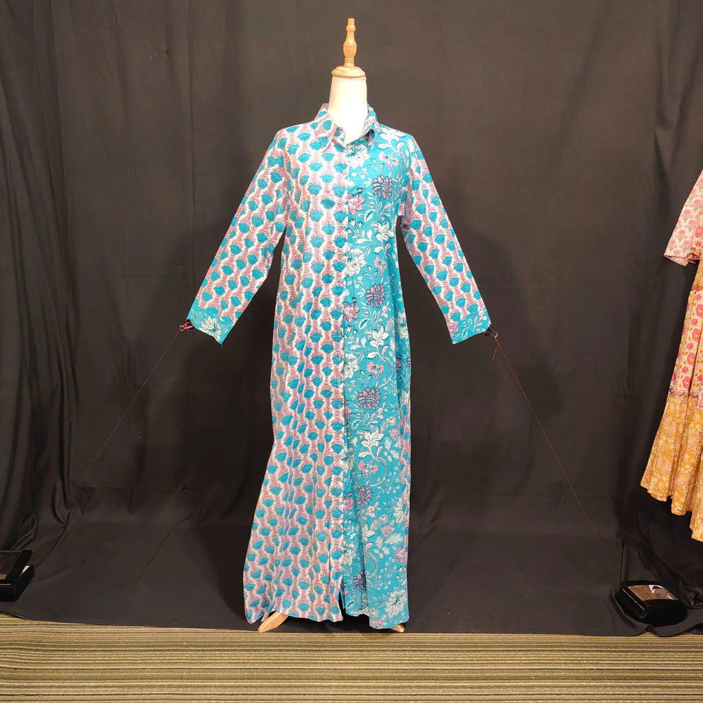 S-M Sigapore Printed Cotton Dress 57" Long Jalabiya