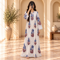L/XL Sparrow Crystal Printed Cotton Long Dress Jalabiya – 57