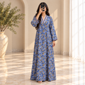 S/M Teena Crystal Printed Cotton Long Dress Jalabiya – 57