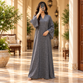 S/M Teena Crystal Printed Cotton Long Dress Jalabiya – 57