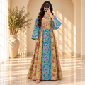 S/M Heba Crystal Printed Cotton Dress 57" Long Jalabiya