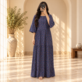 S/M Nahla Crystal Printed Cotton Long Dress Jalabiya – 57