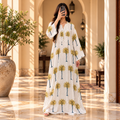 L/XL Sparrow Crystal Printed Cotton Long Dress Jalabiya – 57