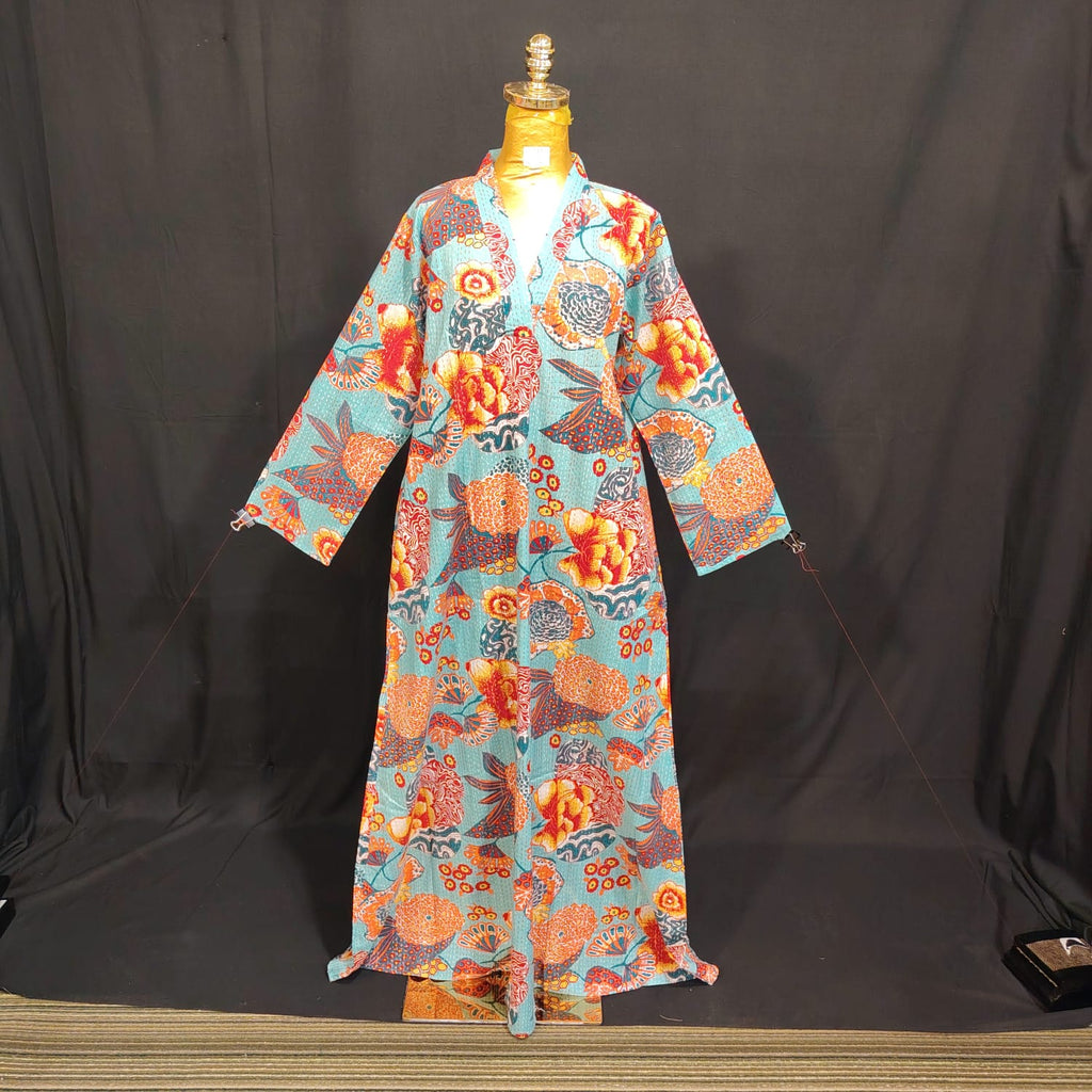 S-M Teens Printed Cotton Dress 57" Long Jalabiya