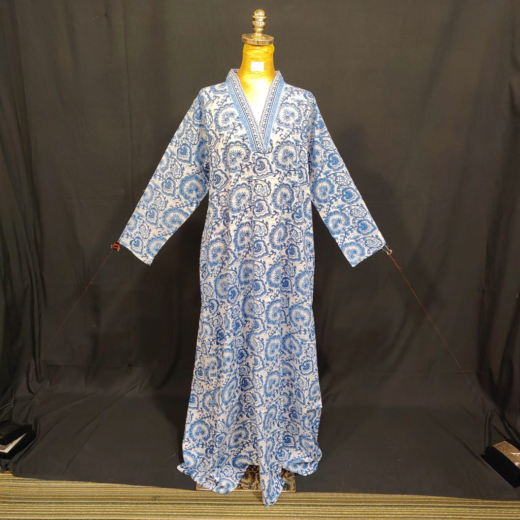 S-M Teena Cotton Printed Dress 57" Long Jalabiya