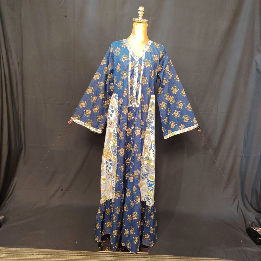 S-M Tulip Cotton Printed Dress 57" Long Jalabiya