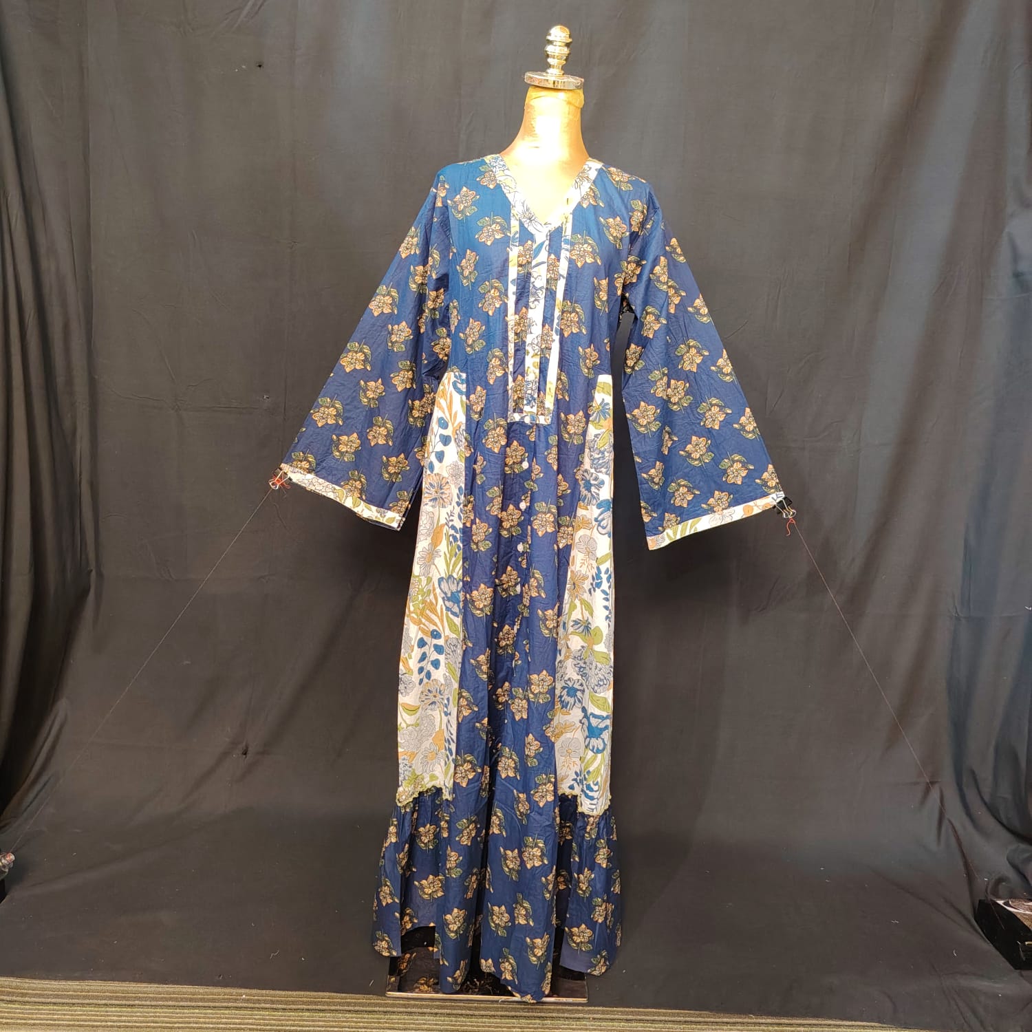 S-M Tulip Cotton Printed Dress 57" Long Jalabiya