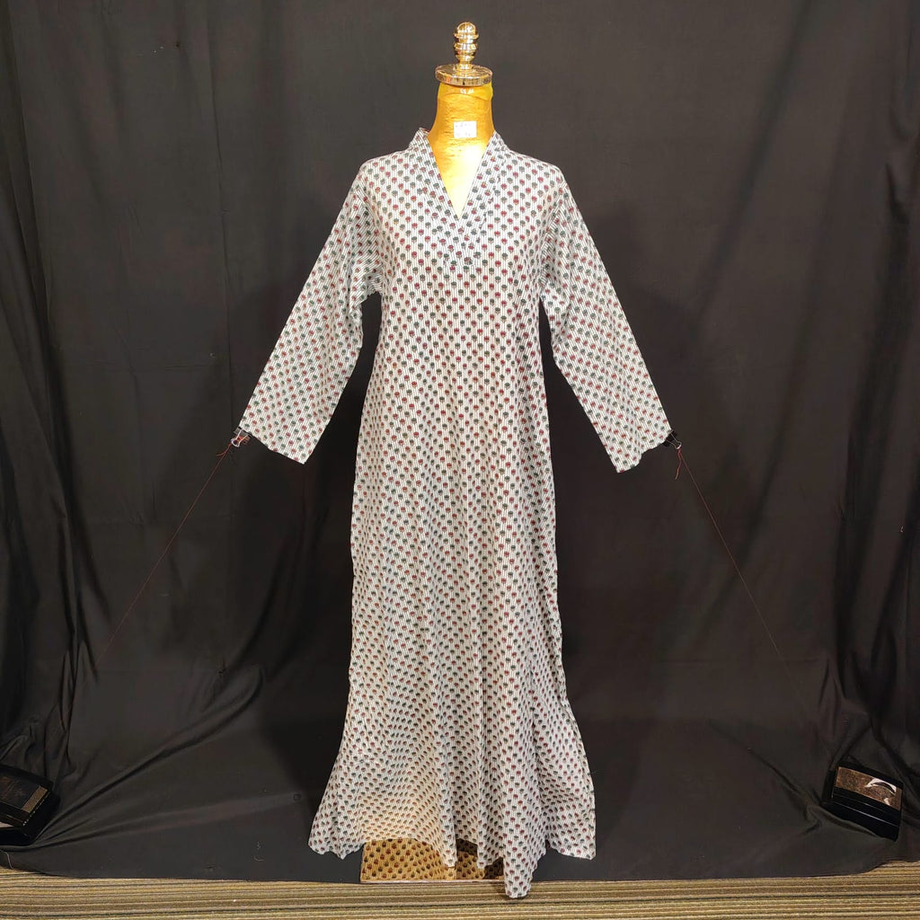 S-M Teena Cotton Printed Dress 57" Long Jalabiya