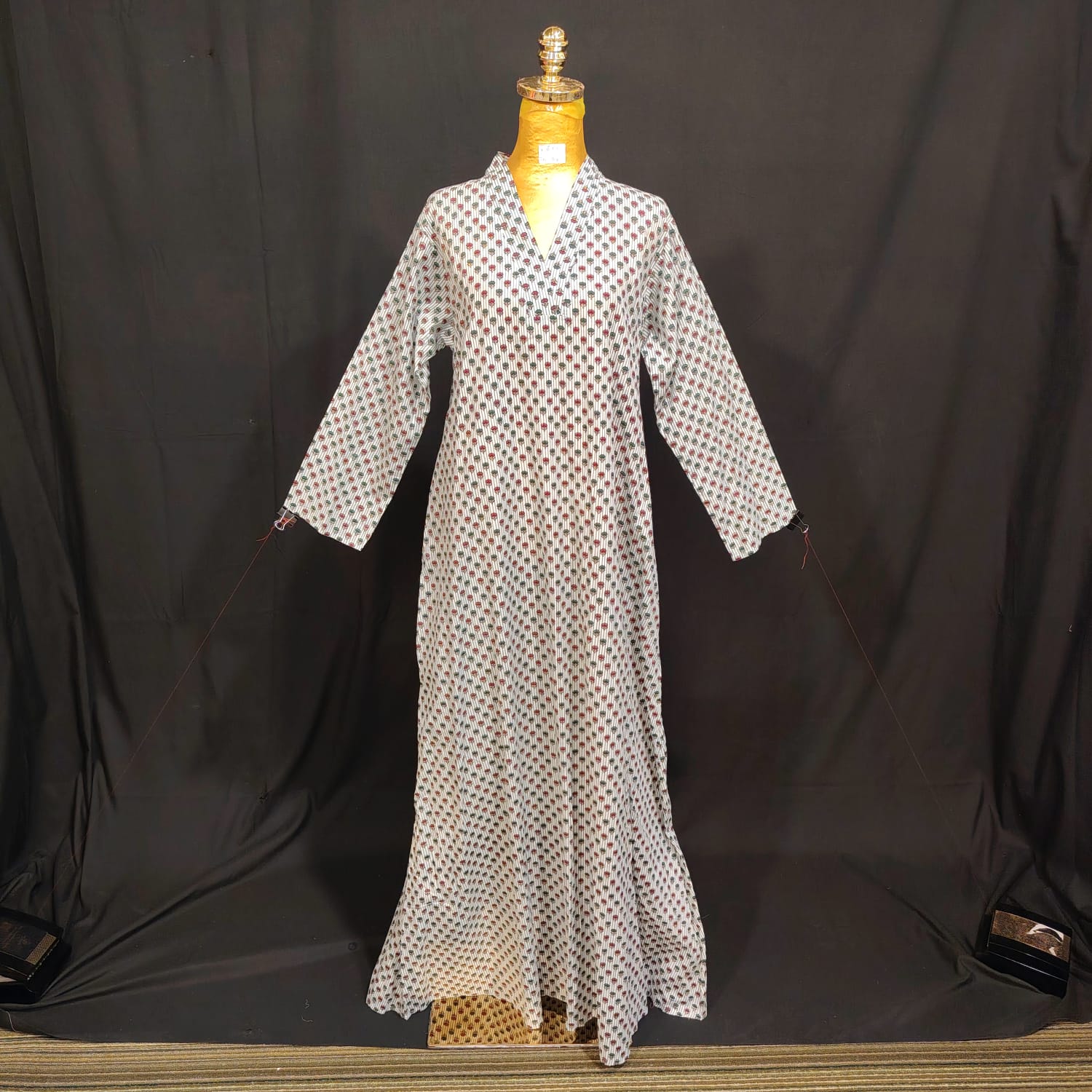 S-M Teena Cotton Printed Dress 57" Long Jalabiya