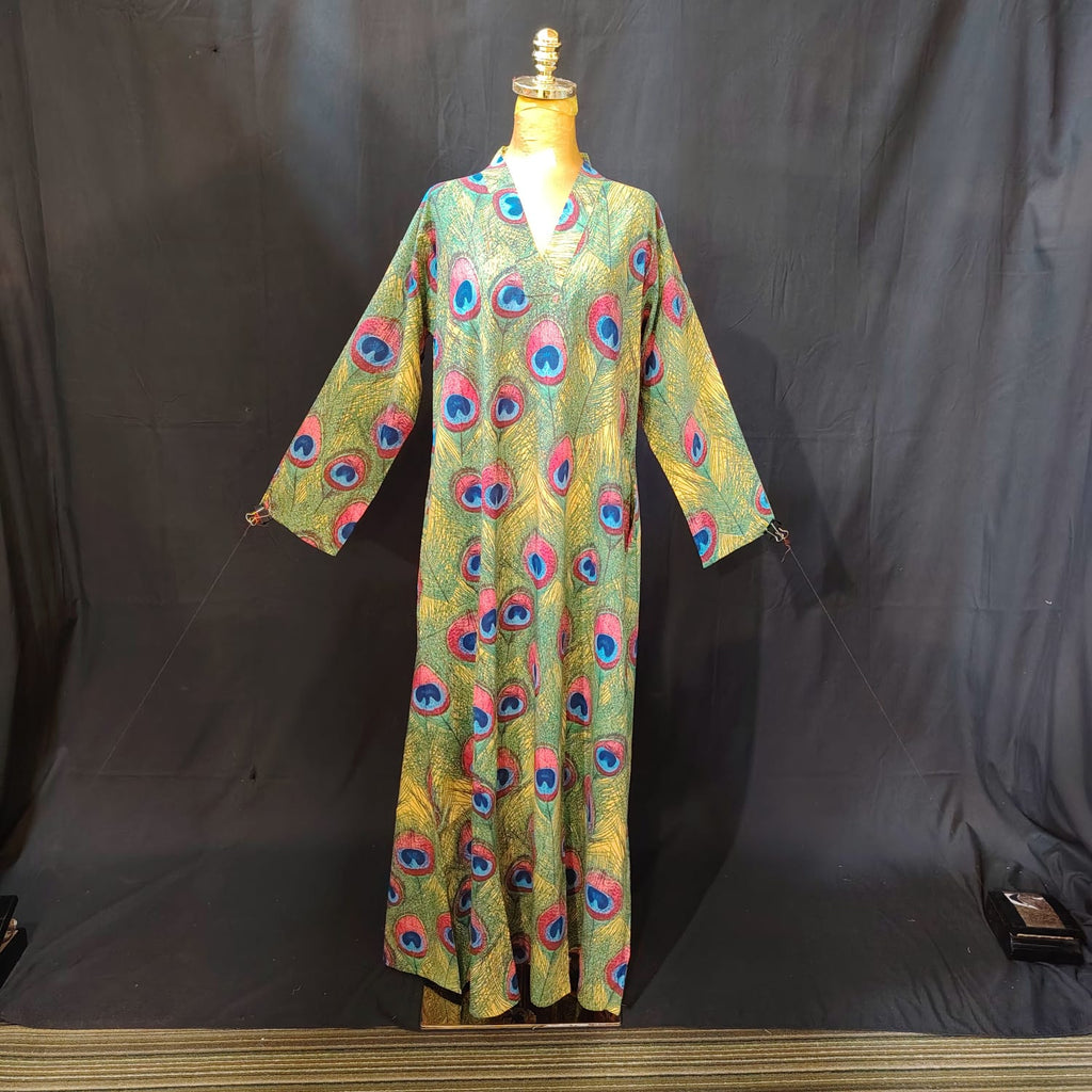 S-M Teena Cotton Printed Dress 57" Long Jalabiya