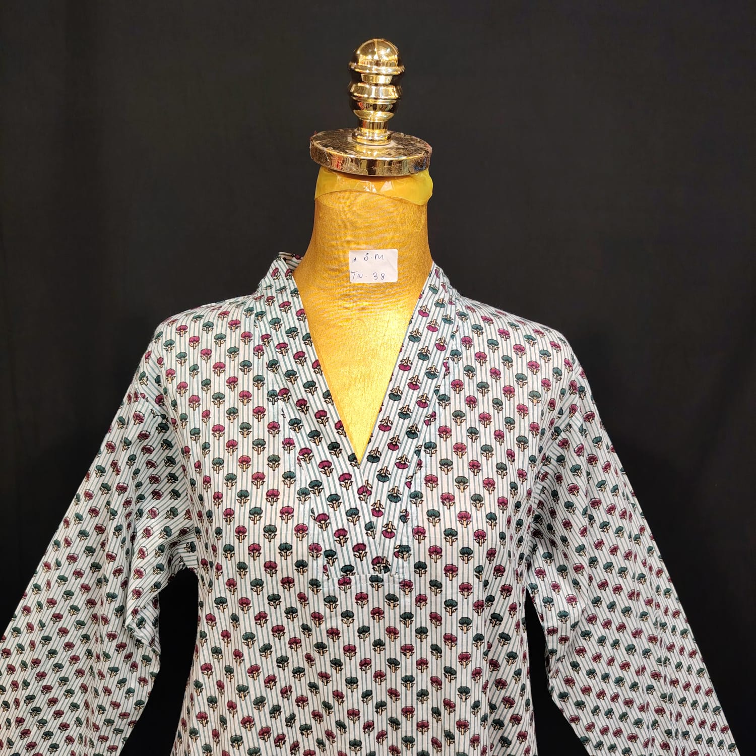 S-M Teena Cotton Printed Dress 57" Long Jalabiya