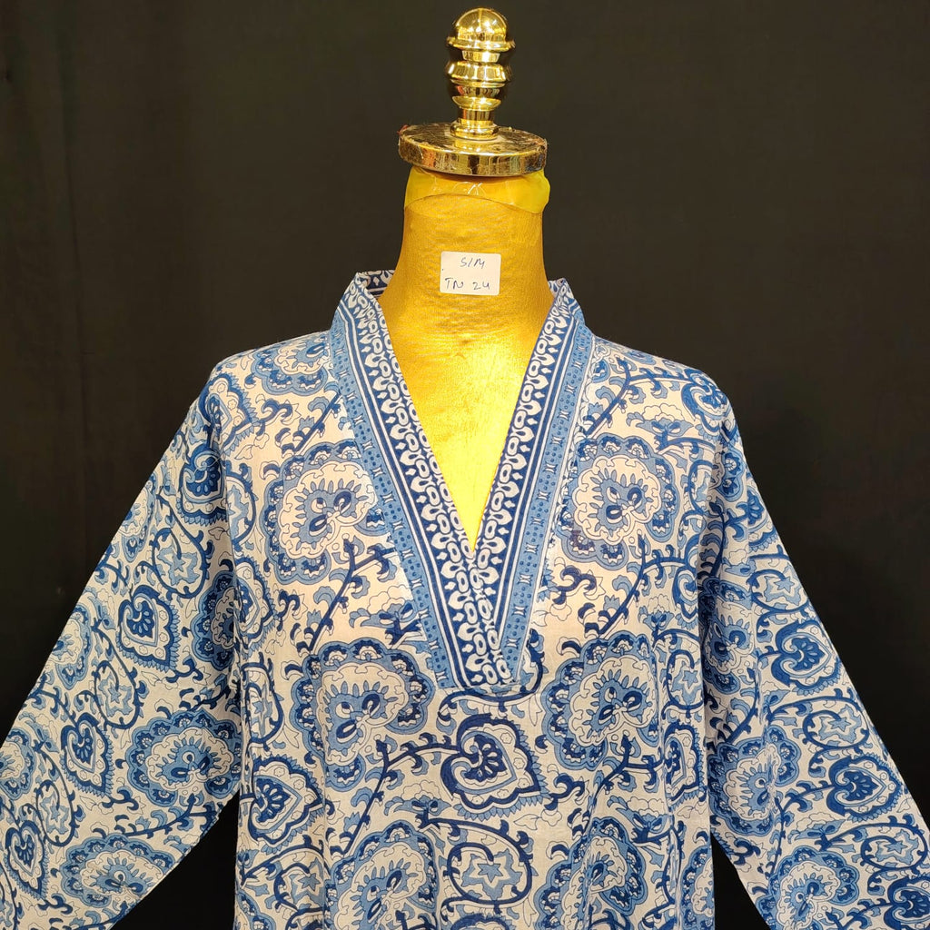 S-M Teena Cotton Printed Dress 57" Long Jalabiya