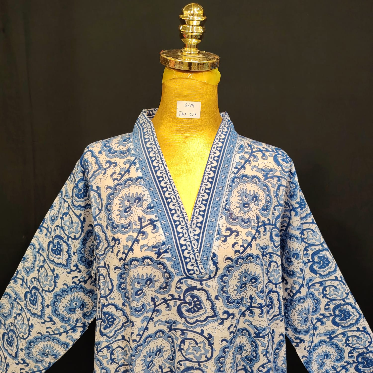 S-M Teena Cotton Printed Dress 57" Long Jalabiya