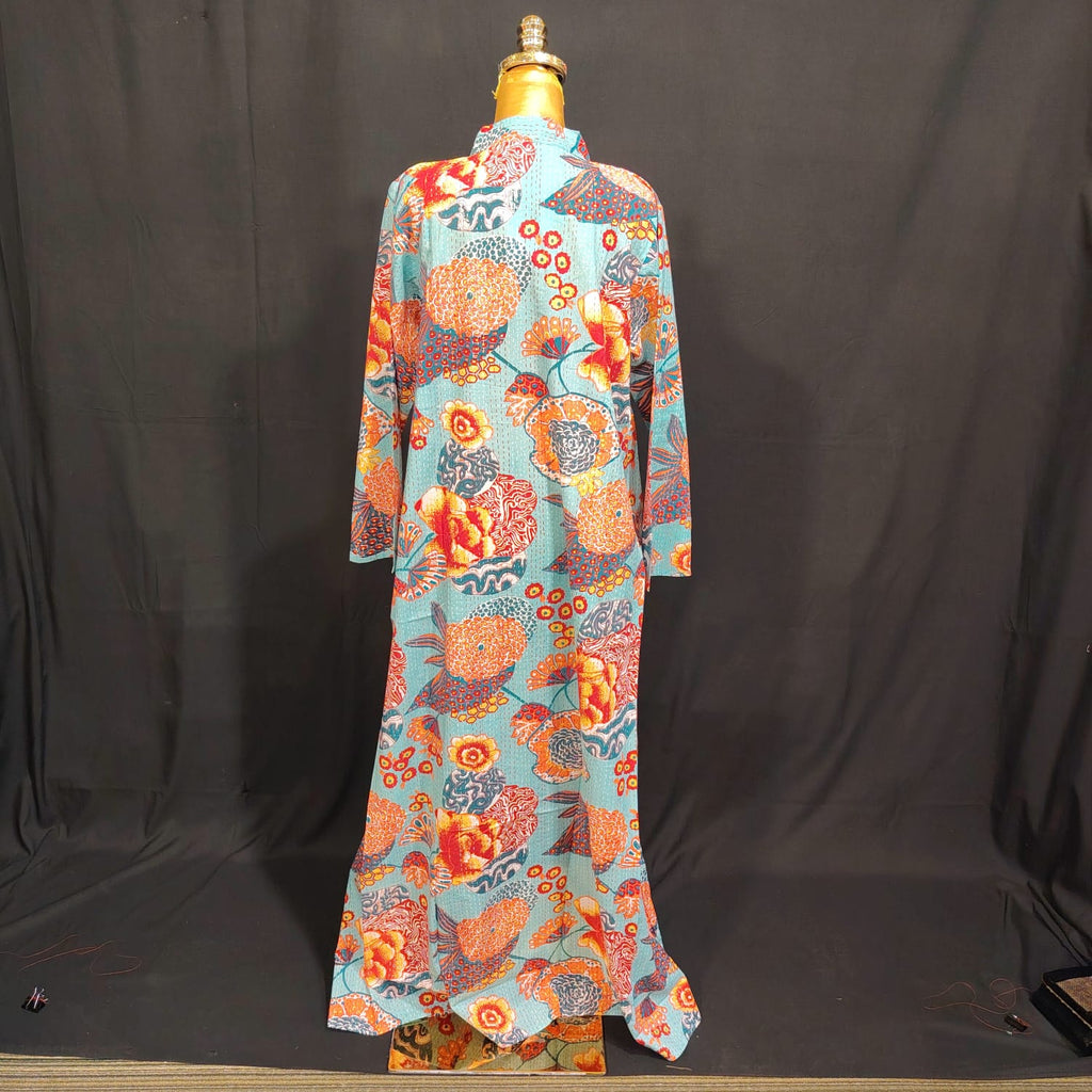 S-M Teens Printed Cotton Dress 57" Long Jalabiya