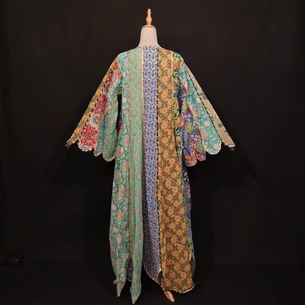 L-XL Meher Multi Printed Cotton Dress 57" Long Jalabiya TN 189