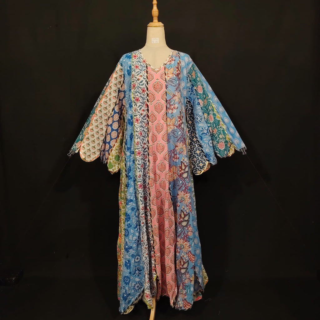 L-XL Meher Multi Printed Cotton Dress 57" Long Jalabiya TN 190