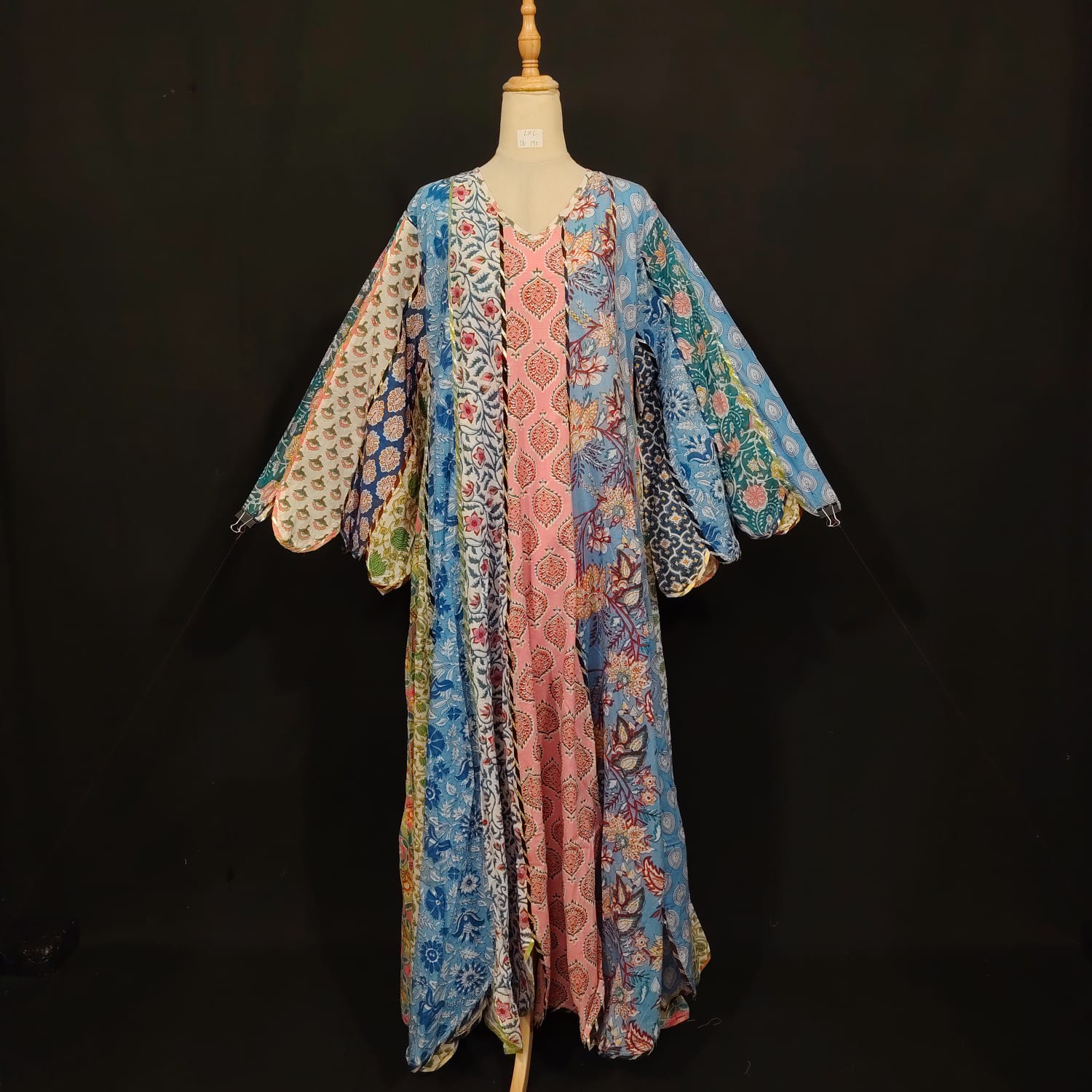 L-XL Meher Multi Printed Cotton Dress 57" Long Jalabiya TN 190