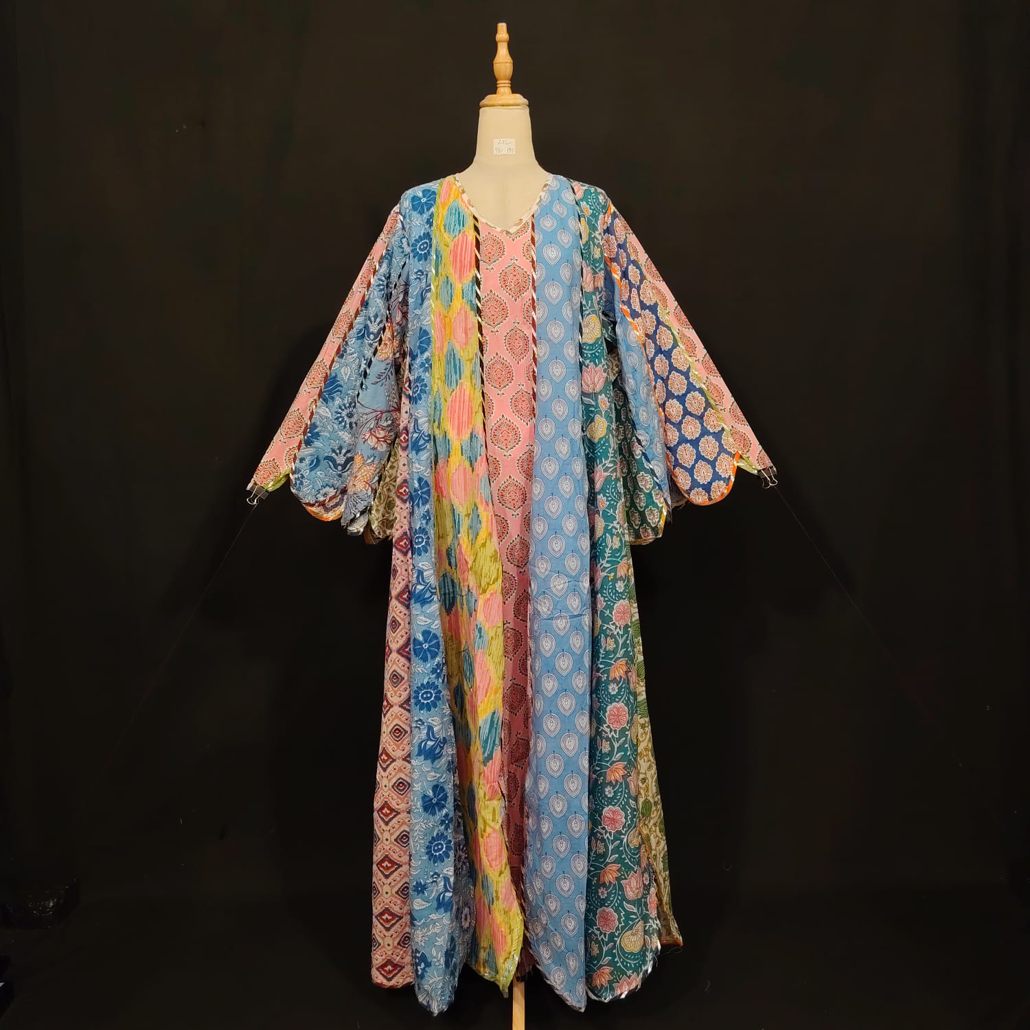 L-XL Meher Multi Printed Cotton Dress 57" Long Jalabiya TN 191