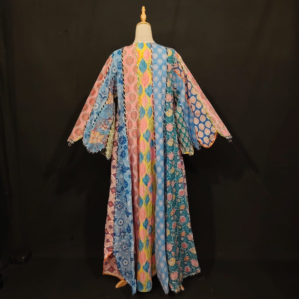 L-XL Meher Multi Printed Cotton Dress 57" Long Jalabiya TN 191