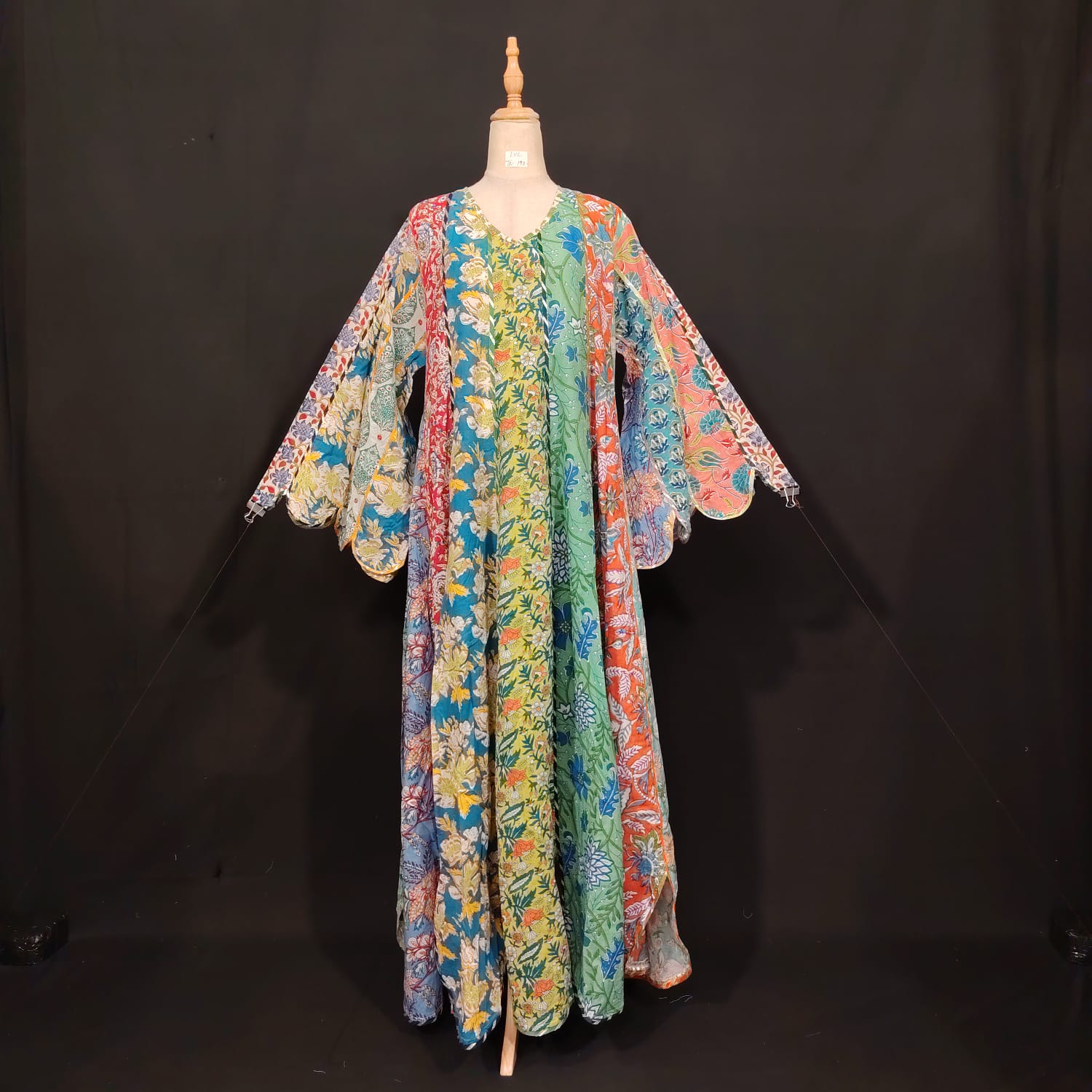 L-XL Meher Multi Printed Cotton Dress 57" Long Jalabiya TN 192