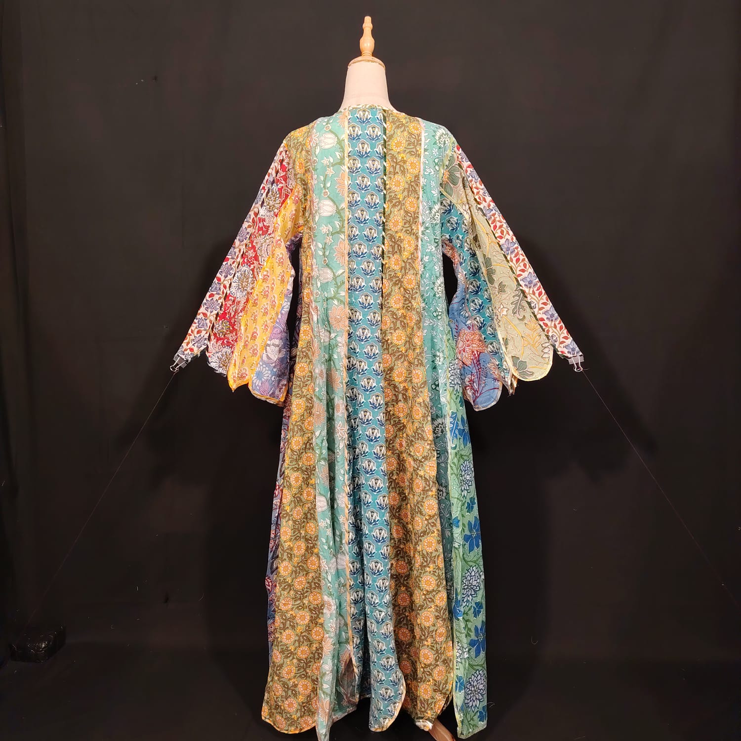 L-XL Meher Multi Printed Cotton Dress 57" Long Jalabiya TN 192