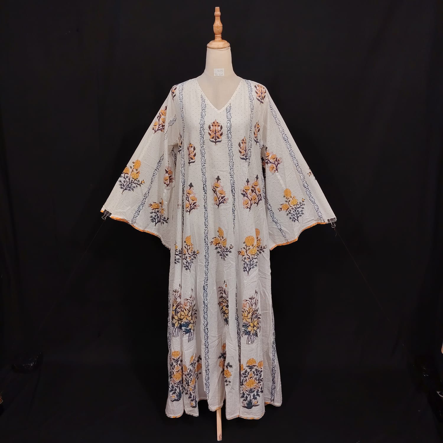 XS-S Meher Crystal Printed Cotton Dress 54" Long Jalabiya TN 201