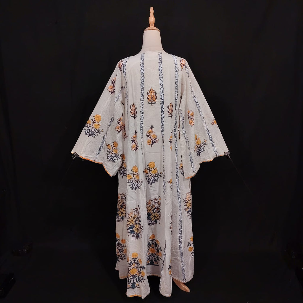 XS-S Meher Crystal Printed Cotton Dress 54" Long Jalabiya TN 201