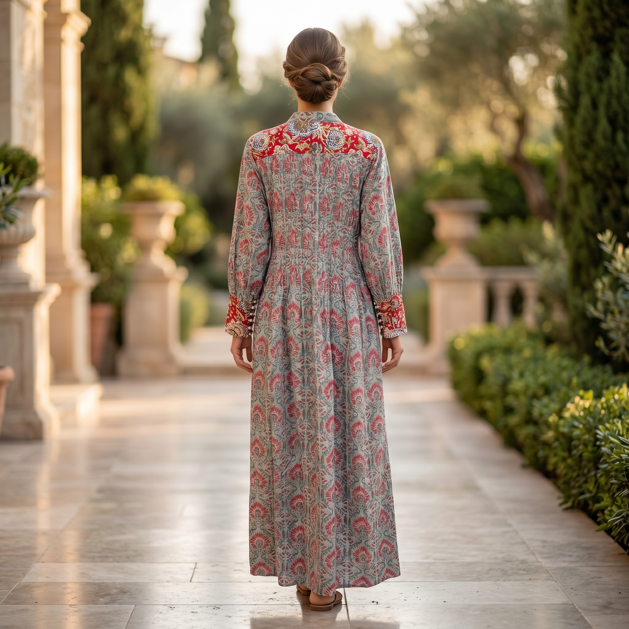 S/M Aafreen Printed Cotton Dress 57" Long Jalabiya TN 212
