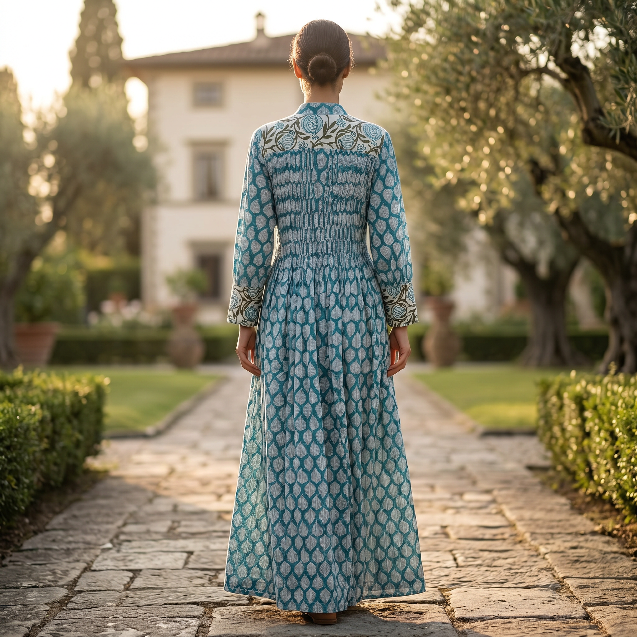 S/M Aafreen Printed Cotton Dress 57" Long Jalabiya TN 214