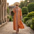 S/M Aafreen Printed Cotton Dress 57" Long Jalabiya TN 226