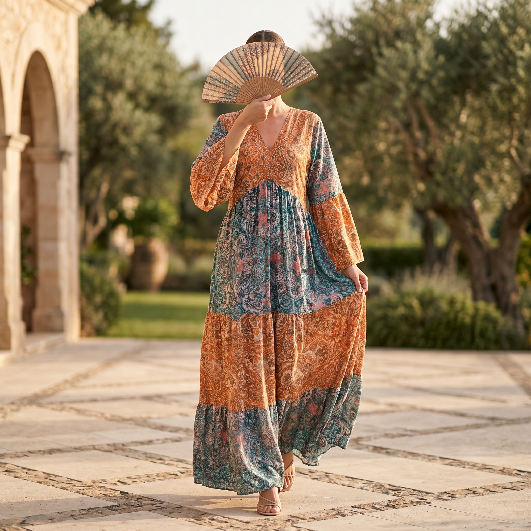 L-XL Special Crystal Printed Poly Silk Dress 57" Long Jalabiya TN 232