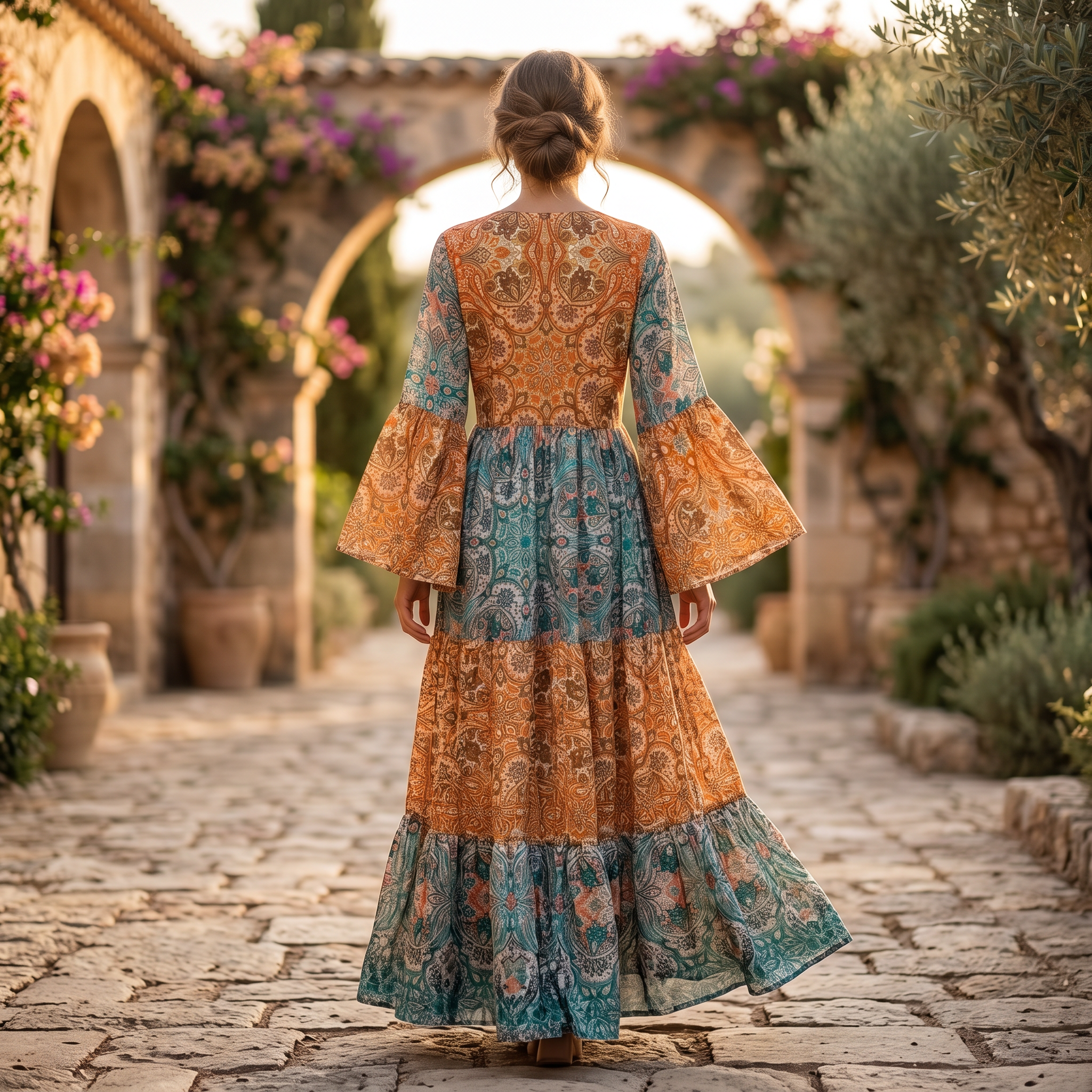 L-XL Special Crystal Printed Poly Silk Dress 57" Long Jalabiya TN 232