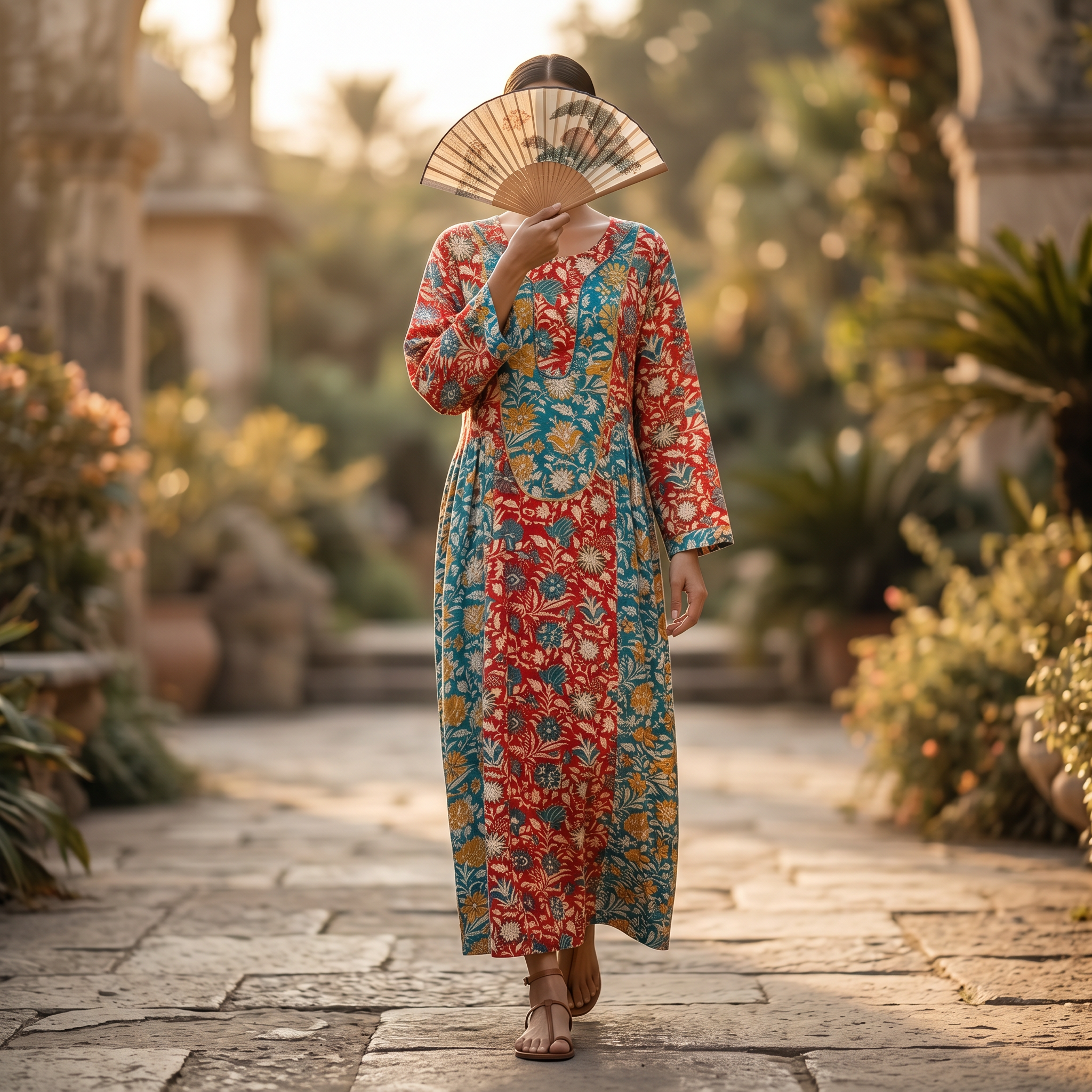 L-XL Suf Crystal Printed Poly Silk Dress 57" Long Jalabiya TN 234
