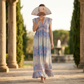 L-XL Amani Crystal Printed Poly Silk Dress 57" Long Jalabiya TN 238