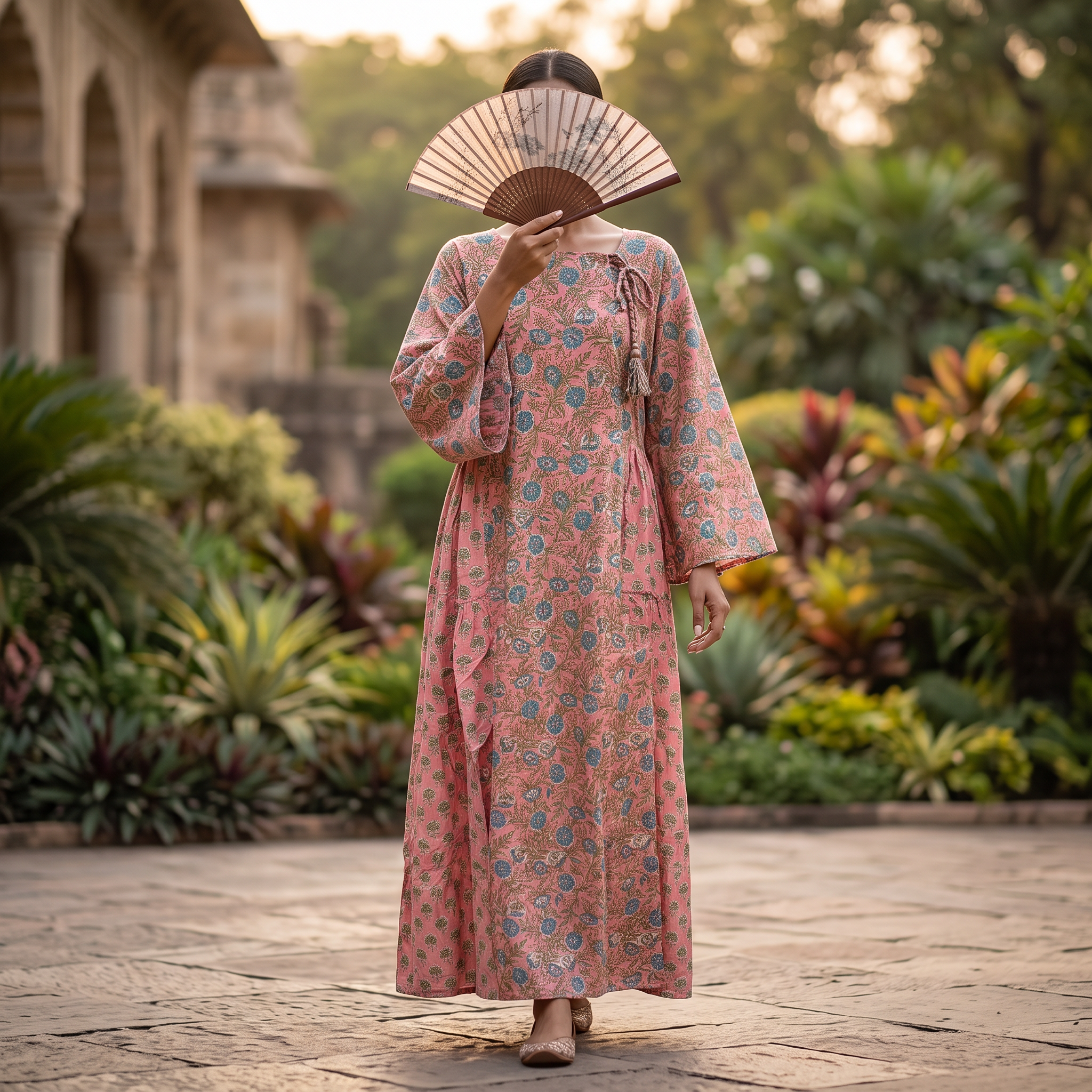L-XL Cindrella Printed Cotton Dress 57" Long Jalabiya With Sheila TN 352