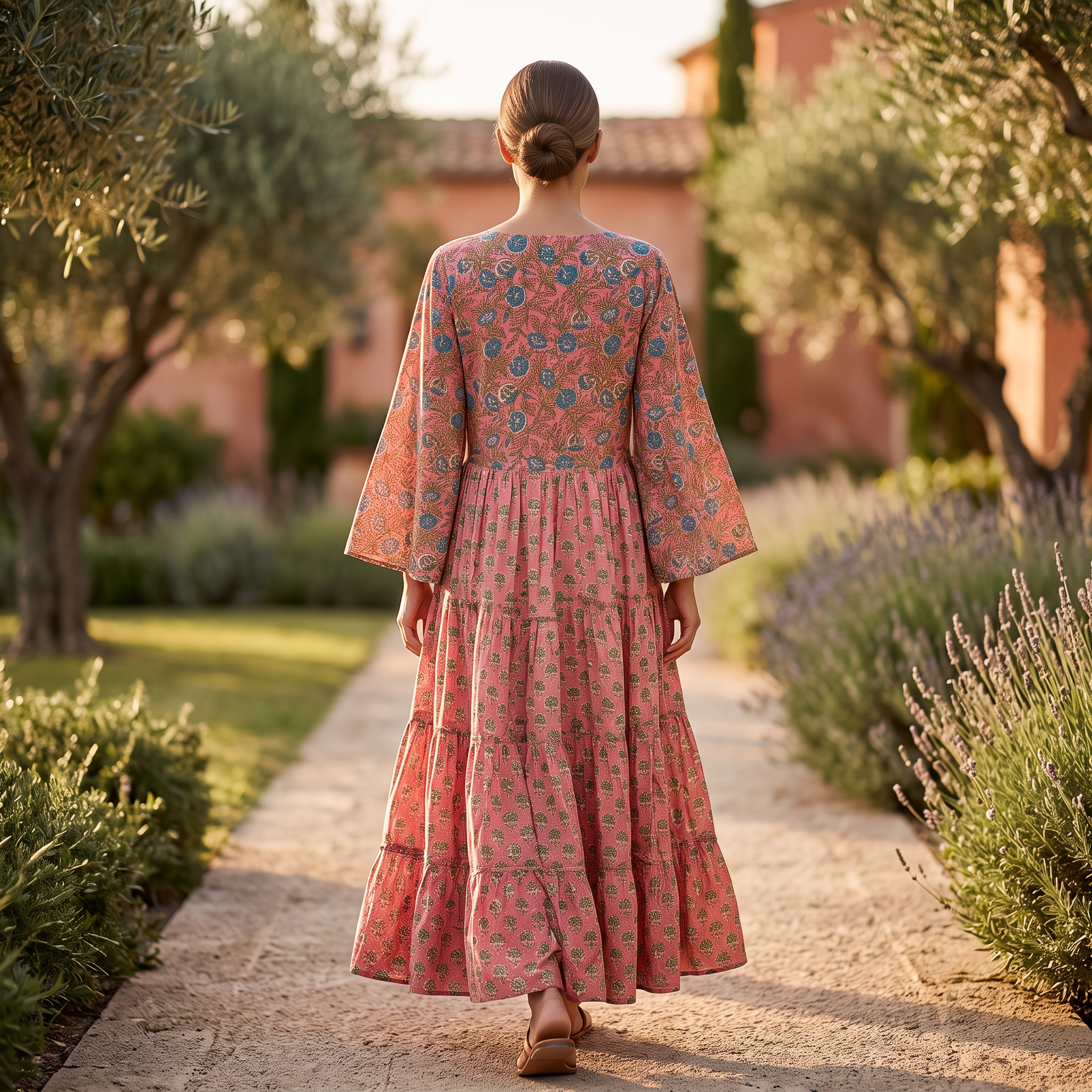 L-XL Cindrella Printed Cotton Dress 57" Long Jalabiya With Sheila TN 352