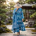 L/XL Azeem Printed Cotton Dress 57" Long Jalabiya With Sheila TN 359