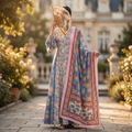 S-M Marry Printed Cotton Dress 57" Long Jalabiya With Sheila TN 360