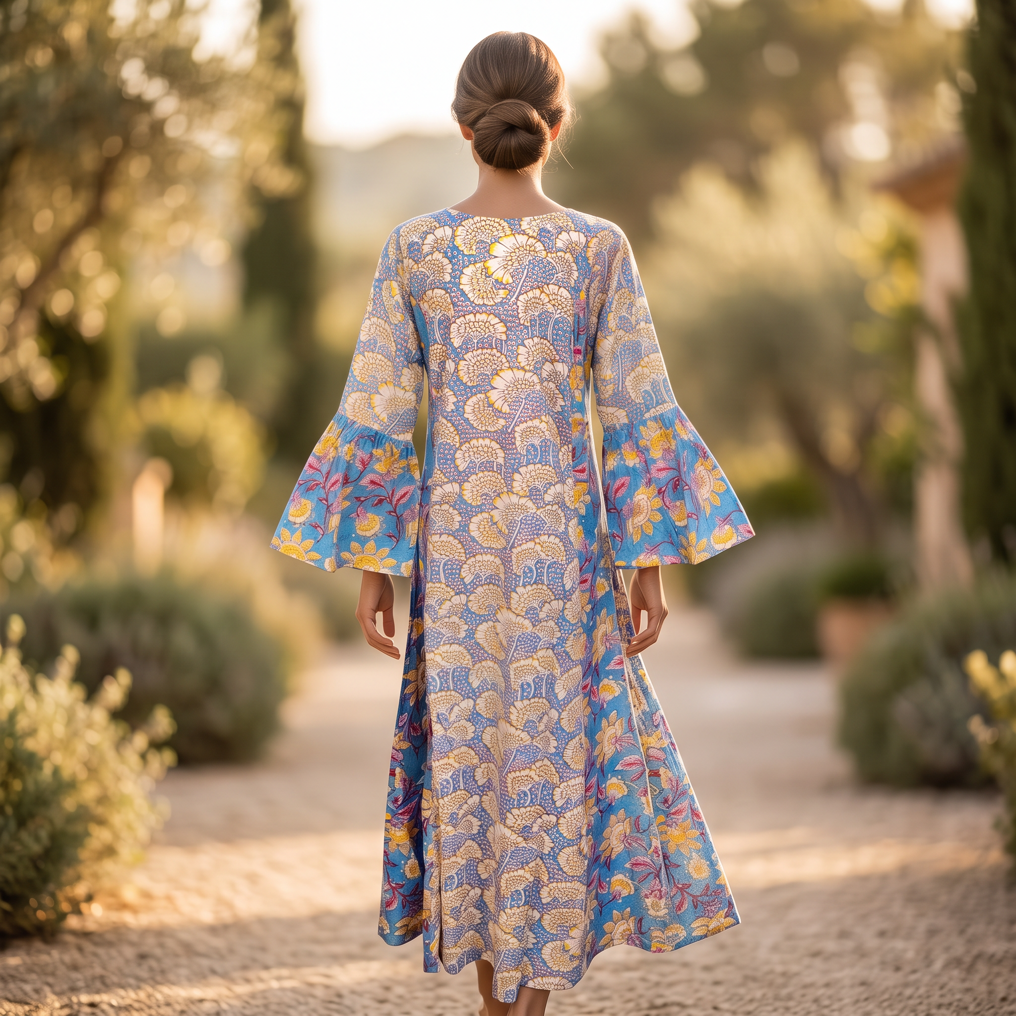 S-M Marry Printed Cotton Dress 57" Long Jalabiya With Sheila TN 360