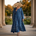 S-M Marry Printed Cotton Dress 57" Long Jalabiya With Sheila TN 368