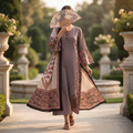 S-M Marry Printed Cotton Dress 57" Long Jalabiya With Sheila TN 369