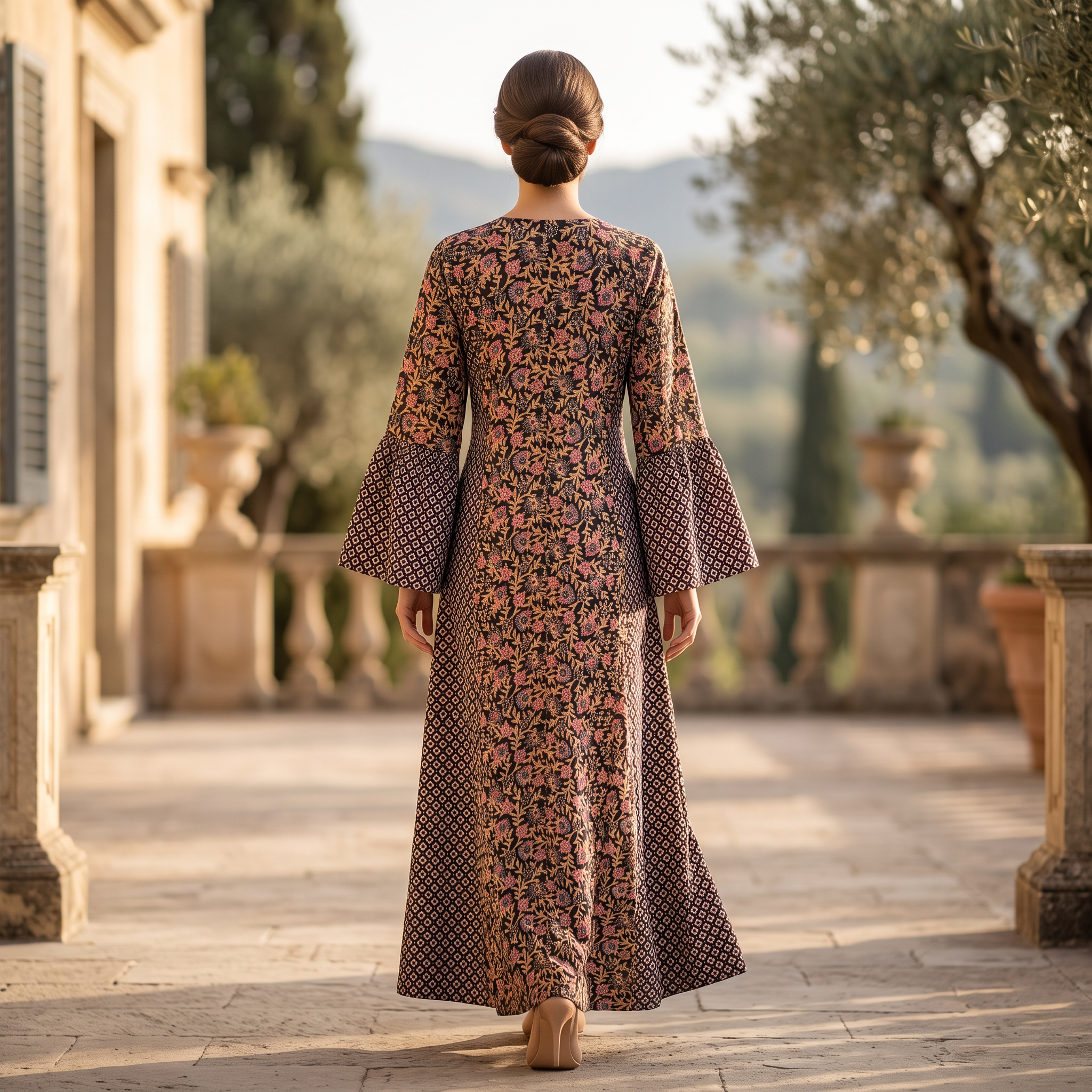 S-M Marry Printed Cotton Dress 57" Long Jalabiya With Sheila TN 370